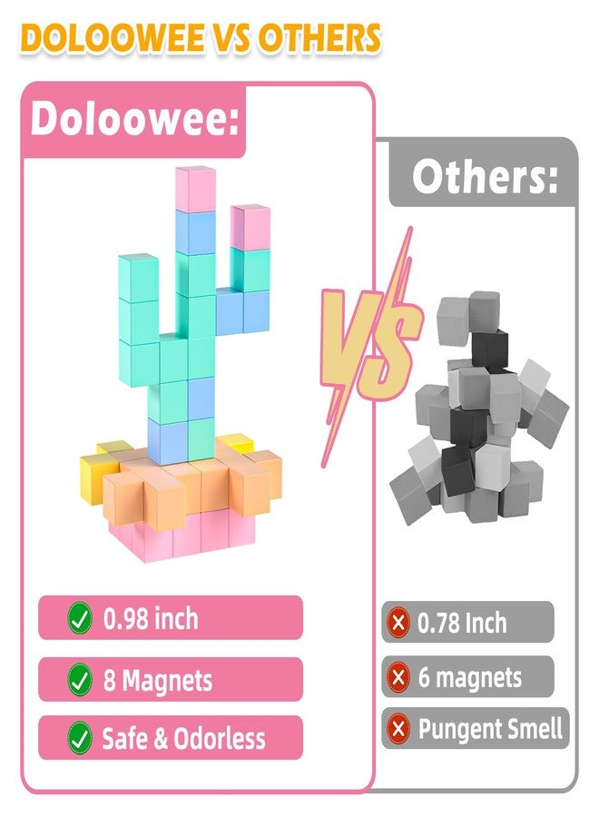 Doloowee 50 PCS Magnetic Blocks, Magnetic Building Cubes Macaron Magnetic Building Blocks for Kids Ages 4-8, STEM Preschool Toys Montessori Sensory Magnet Toys for 3 4 5 6 Years Old Boys Girls - Image 5